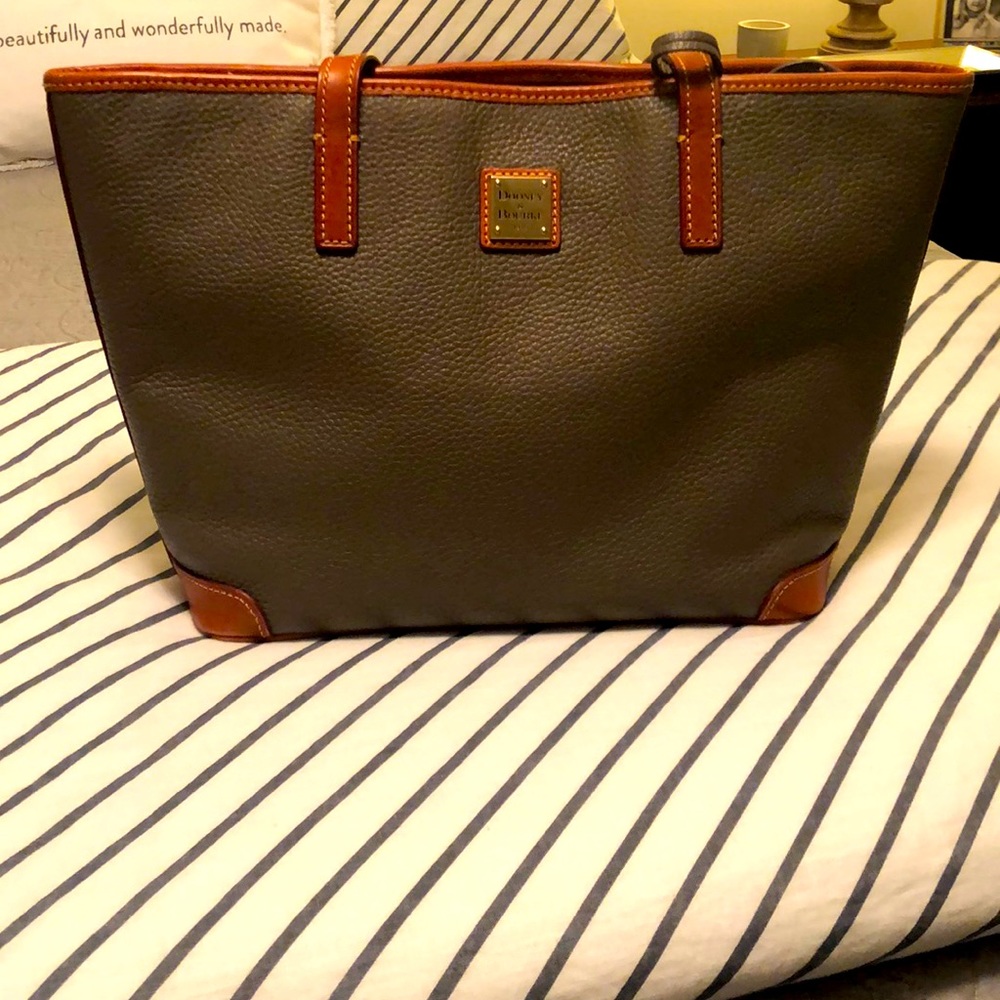 Dooney & Bourke Taupe and Cognac Brown Satchel Purse